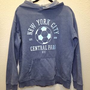 Distressed Blue NYC Hoodie Husky BOYS XL Threadabout